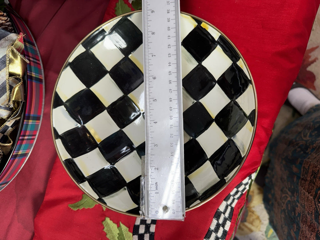 Mackenzie Childs COURTLY CHECK Enamel GOURMAND COUPE Serving Set 2 Bowls