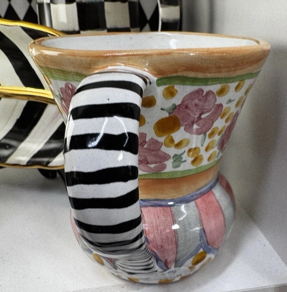 NEW One Mackenzie Childs Cabbage Rose  TAYLOR MUG  Ceramic Majolica