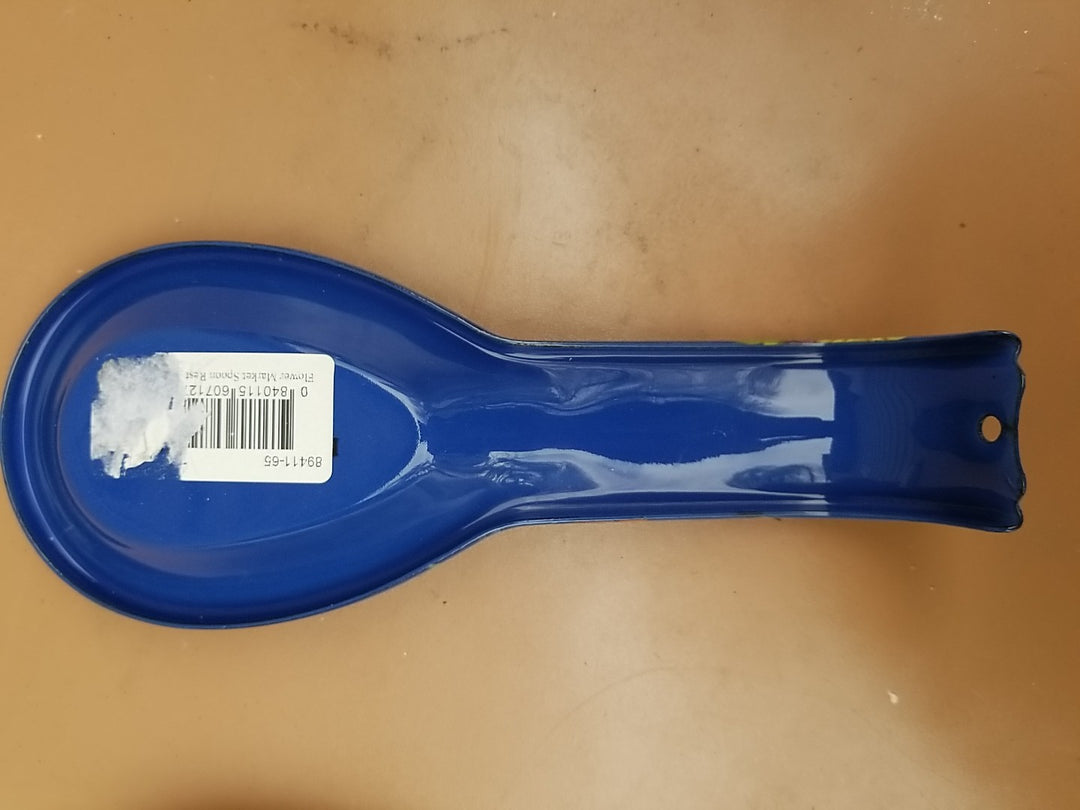 MACKENZIE CHILDS Blue Lapis Flower Market Enamel Spoon Rest NEW