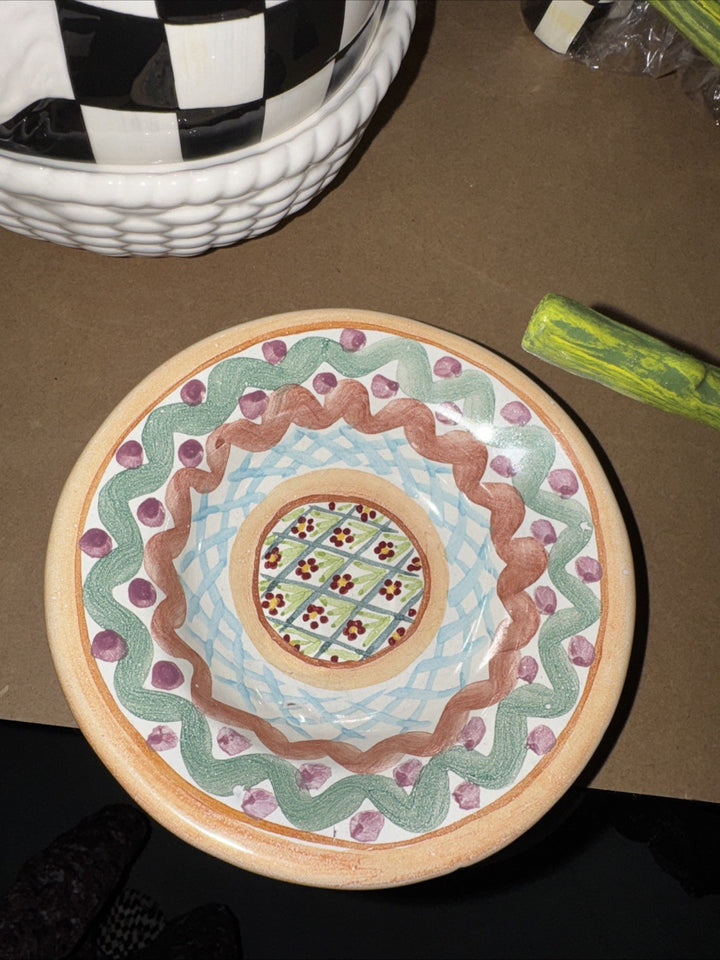 Mackenzie Childs Ceramic 6 inch Berry Bowl Taylor Heather- Excellent 1988