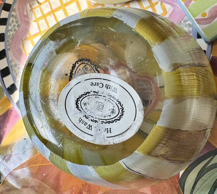 Mackenzie-Childs Heirloom Circus Fluted Glass Flower Vase 5.9"- Retired