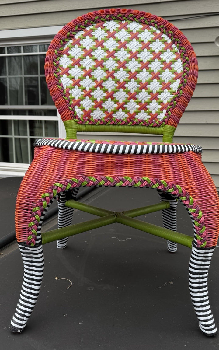 Mackenzie Childs Breezy Poppy Outdoor Cafe Chair Excellent Condition