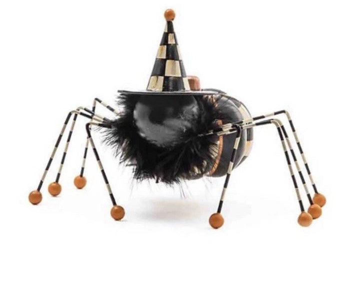 New Mackenzie Childs Courtly Check Witch's Pet Spider Capiz Halloween - Retired