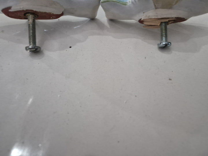 Set 2 Vintage MacKenzie-Childs Pottery Fish Cabinet Knobs / Drawer Pulls Teal