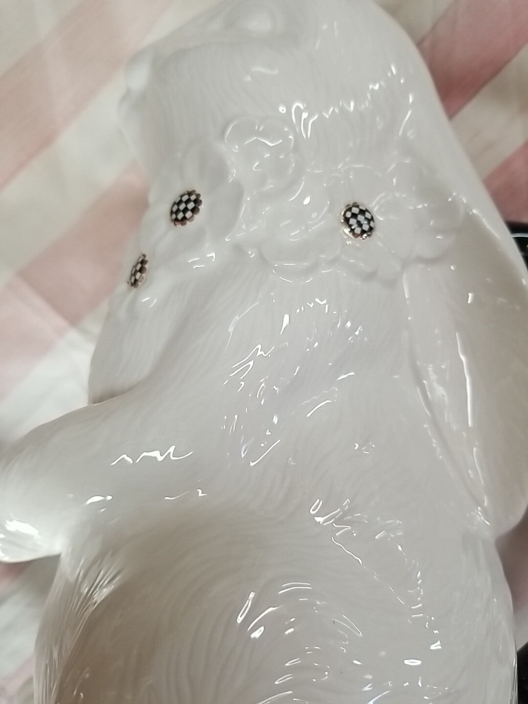 Mackenzie Childs  White Rabbit Ceramic Pitcher Courtly Check - Sold Out