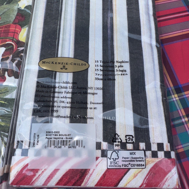 MacKenzie Childs One Pack Scottish Bouquet 15 Ct Guest Napkins Unopened Pack