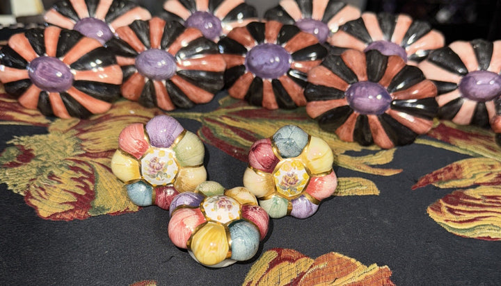 Mackenzie Childs 1.75” Majolica Rosie Posie Knob Pull With Hardware