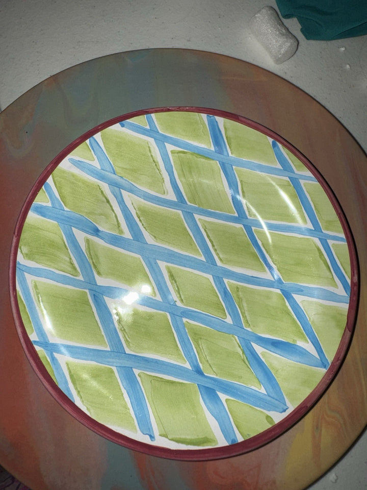 MacKenzie Childs Wallcourt  Ceramic Flat Maddox  Dessert Plate 8” 2006