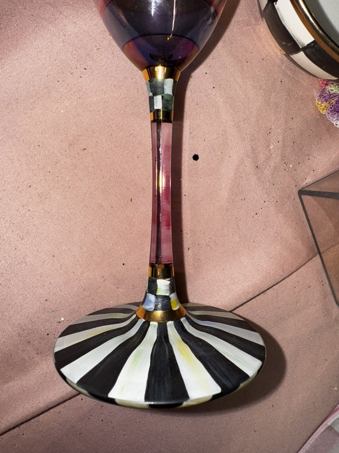 MACKENZIE CHILDS One Glass GELATIN STRADA Champagne Flute Hand Blown And Fumed