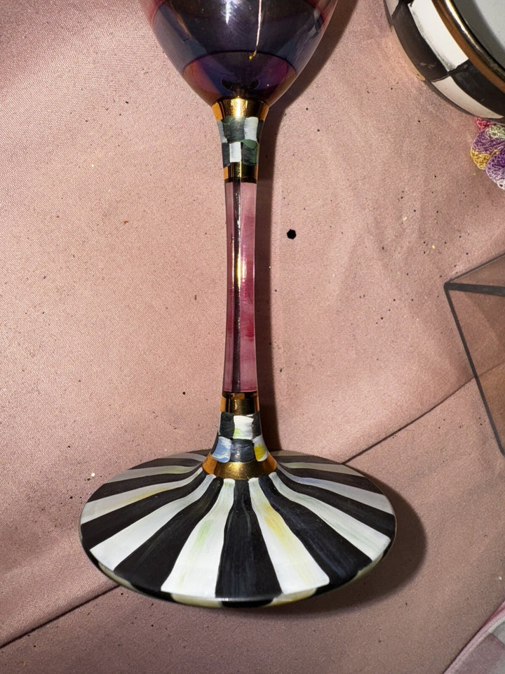 MACKENZIE CHILDS One Glass GELATIN STRADA Champagne Flute Hand Blown And Fumed