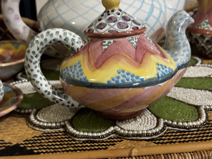 MacKenzie Childs 4 Cup Small Taylor Ceramic  Keukenhof Teapot Retired