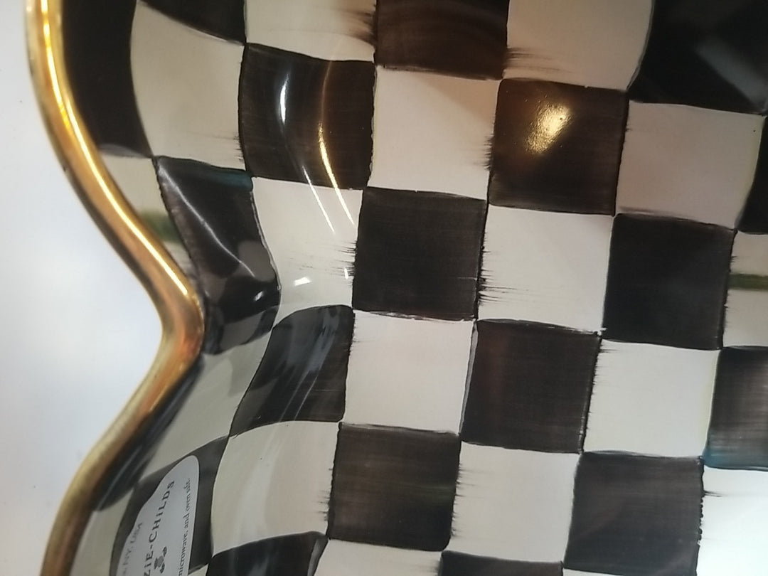 MacKenzie Childs Courtly Check Ceramic Heart Bowl Large -new