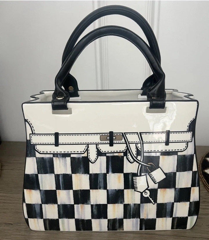 Mackenzie Childs Doodles Handbag Vase- New
