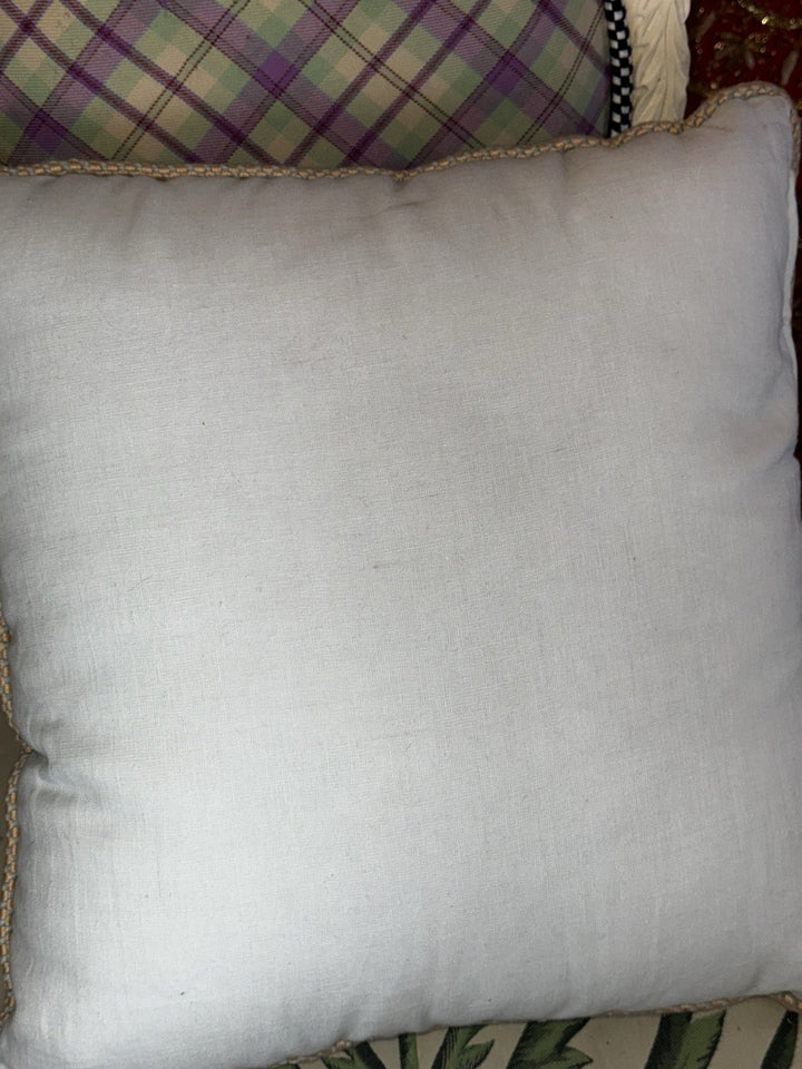 MACKENZIE-CHILDS Parchment 18”x18” Linen And Silk  POPPY FIELD PILLOW- Great