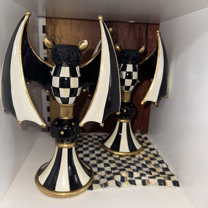 NEW Mackenzie Childs COURTLY CHECK BAT CANDLE HOLDER  Wonderful M-C Whimsy