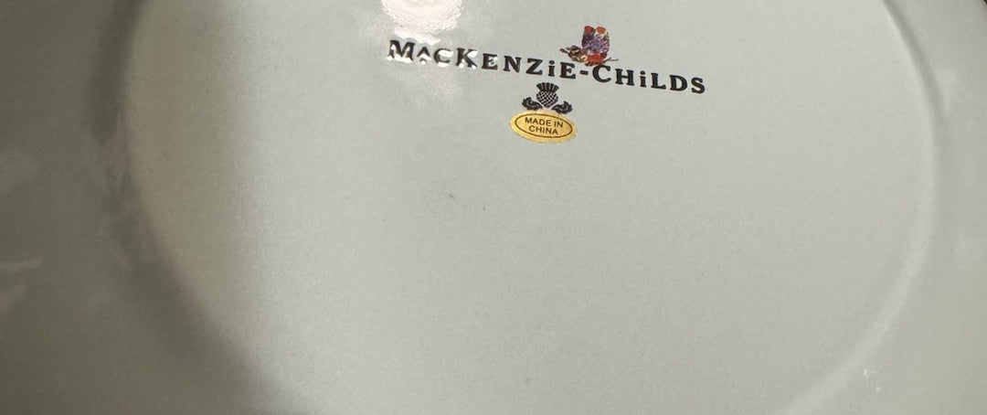 MacKenzie Childs Blue Butterfly Garden Dinner Plate 10” Enamel- New