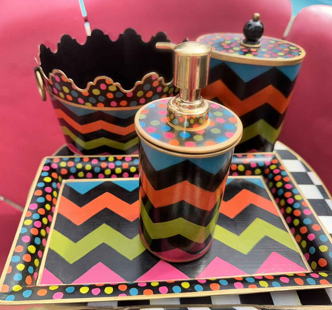 MacKenzie Childs – Trampoline Boutique Tray – Black –  11.5” Long Metal New