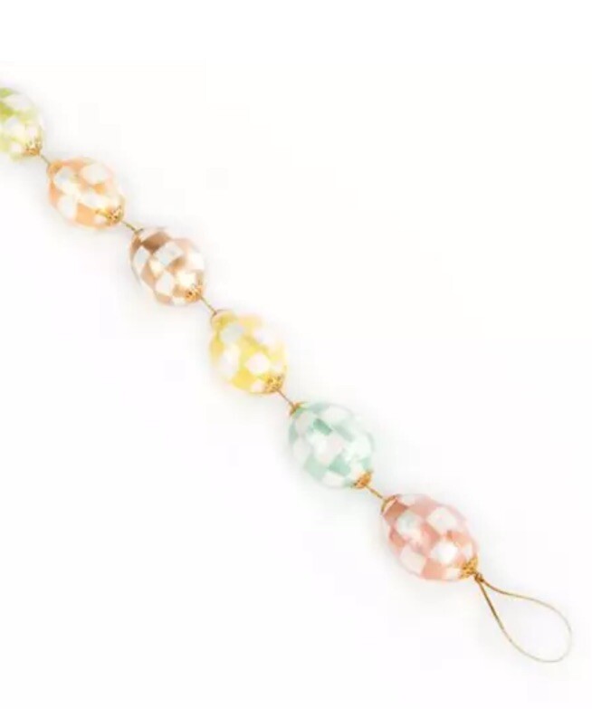 MacKENZIE CHILDS 84" PASTEL CREAM CHECK EASTER EGG GARLAND BNIB