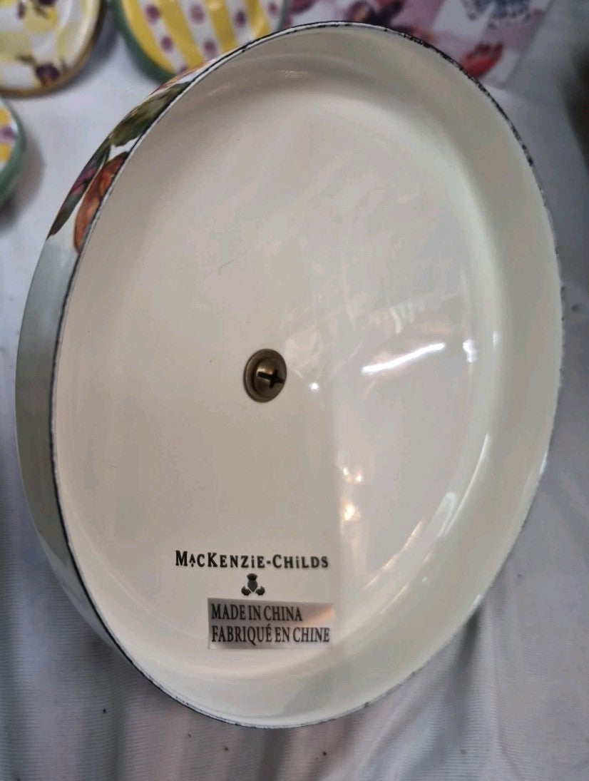 MacKenzie Childs White Flower MARKET LID ONLY..... FOR 1 GALLON GLASS COOKIE JAR