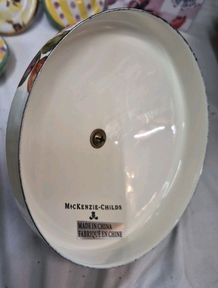 MacKenzie Childs White Flower MARKET LID ONLY..... FOR 1 GALLON GLASS COOKIE JAR