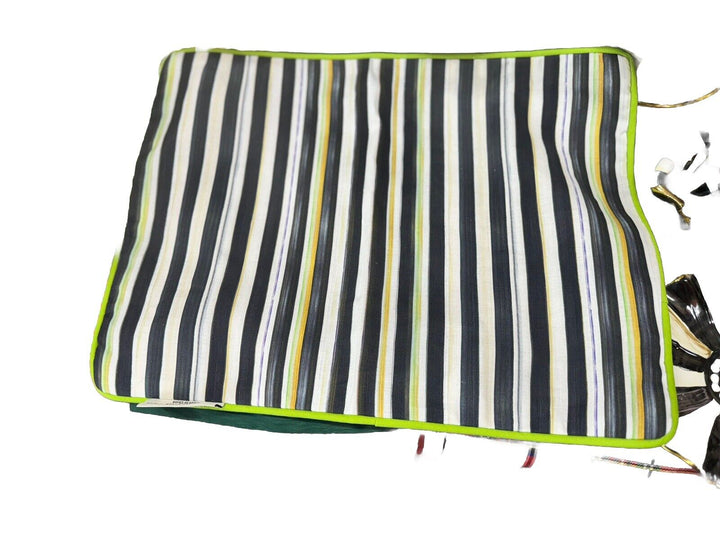 Mackenzie Childs OneCOURTLY CHECK/ STRIPE Reversible Placemat- Green Trim- Linen