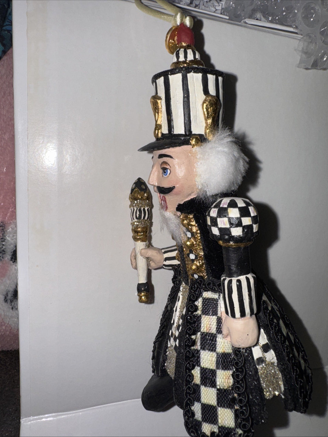 MacKenzie Childs Courtly Check Nutcracker King Ornament- Excellent