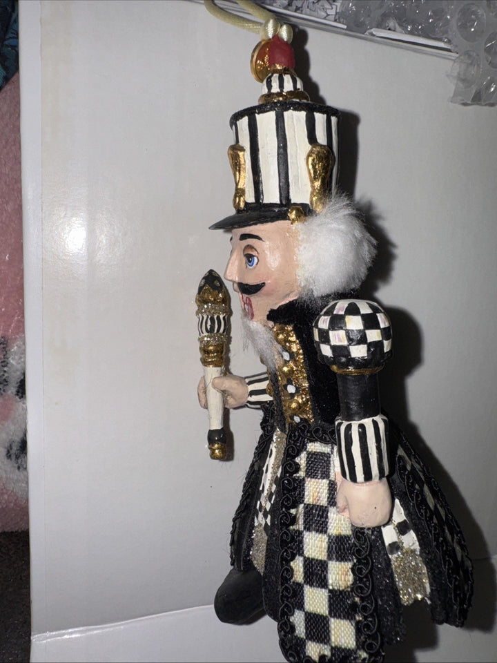 MacKenzie Childs Courtly Check Nutcracker King Ornament- Excellent