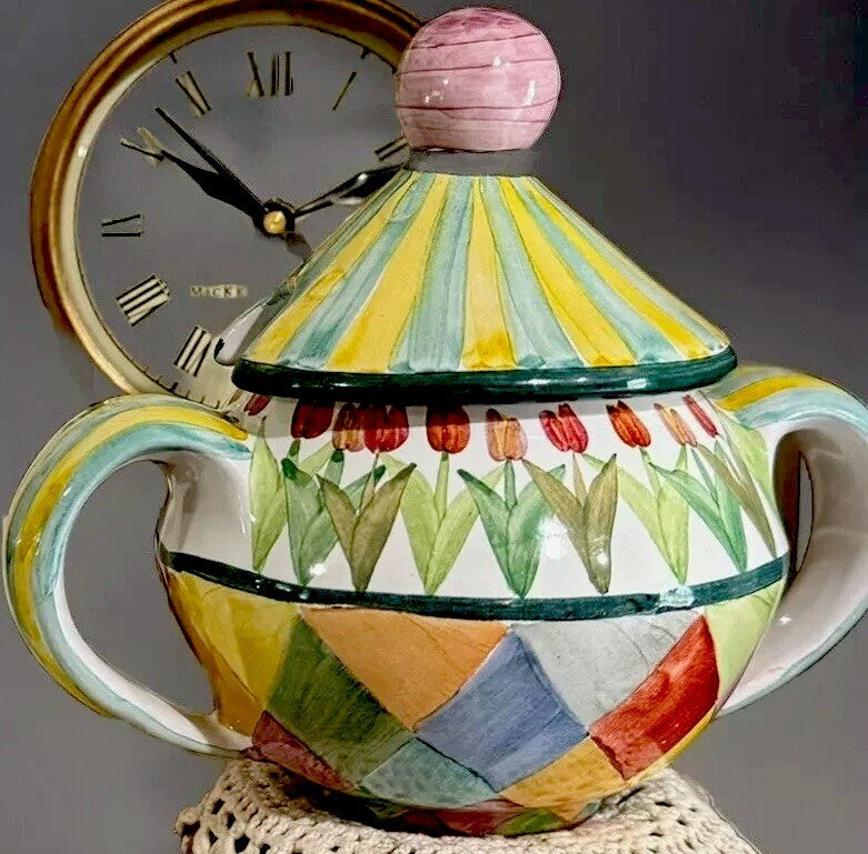 MacKenzie Childs Poplar Ridge - Sugar Bowl With  Lid - Ceramic