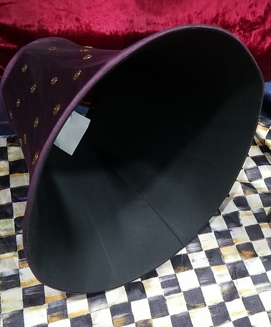 Mackenzie Childs Purple lamp Shade With  GOLD BEADED Dots - Medium - Retired
