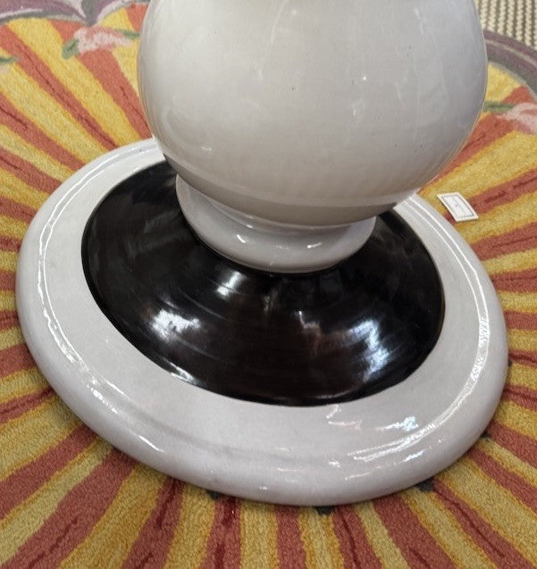 mackenzie Childs ceramic  pedestal table Or Stand Black And White