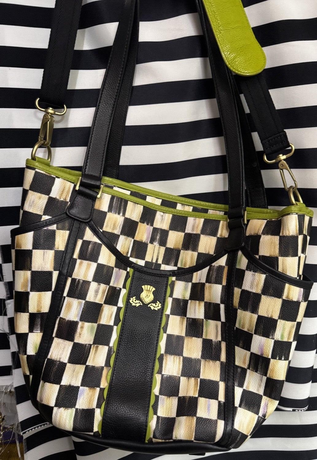 Stunning Mackenzie Childs Courtly Check Tote Bag Large