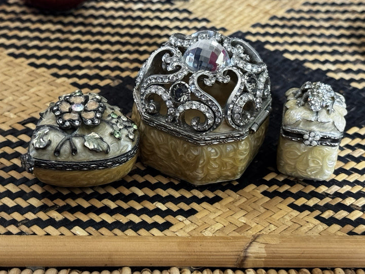 Jay Strongwater Enamel Crystal And Pearl  Trinket Box