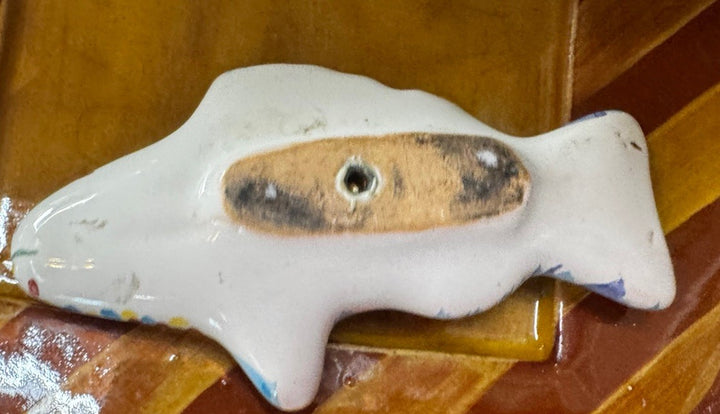 Mackenzie Childs Blue  Right Facing Fish Knob Pull- Ceramic Large