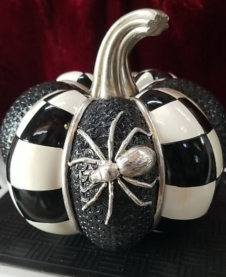Mackenzie Childs SPELLBOUND SPIDER  Courtly Check PUMPKIN 7” New In Box