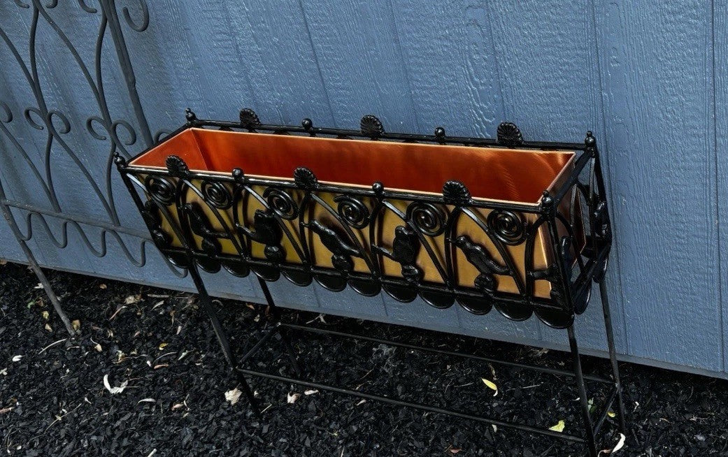 Mackenzie Childs  CAST IRON And Copper Bird On Ball  PLANT -FLOWER STAND