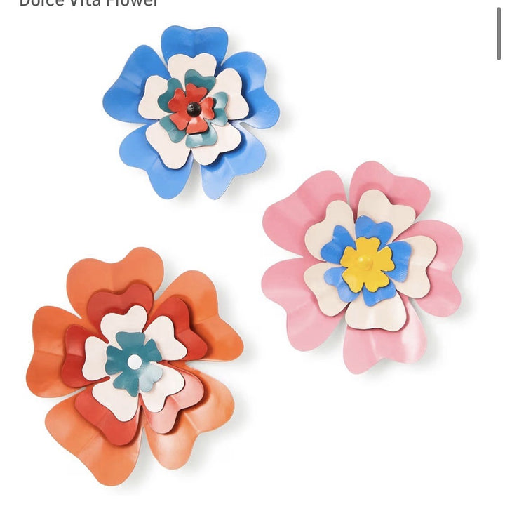 MacKenzie Childs DOLCE VITA FLOWER MAGNETS, SET OF 3 New In Bag