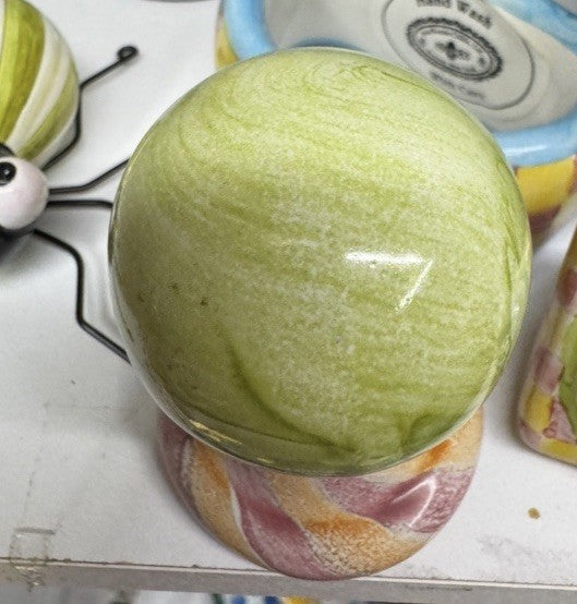 RETIRED MacKenzie Childs Pottery Ceramic Lamp Finial in Taylor - Green