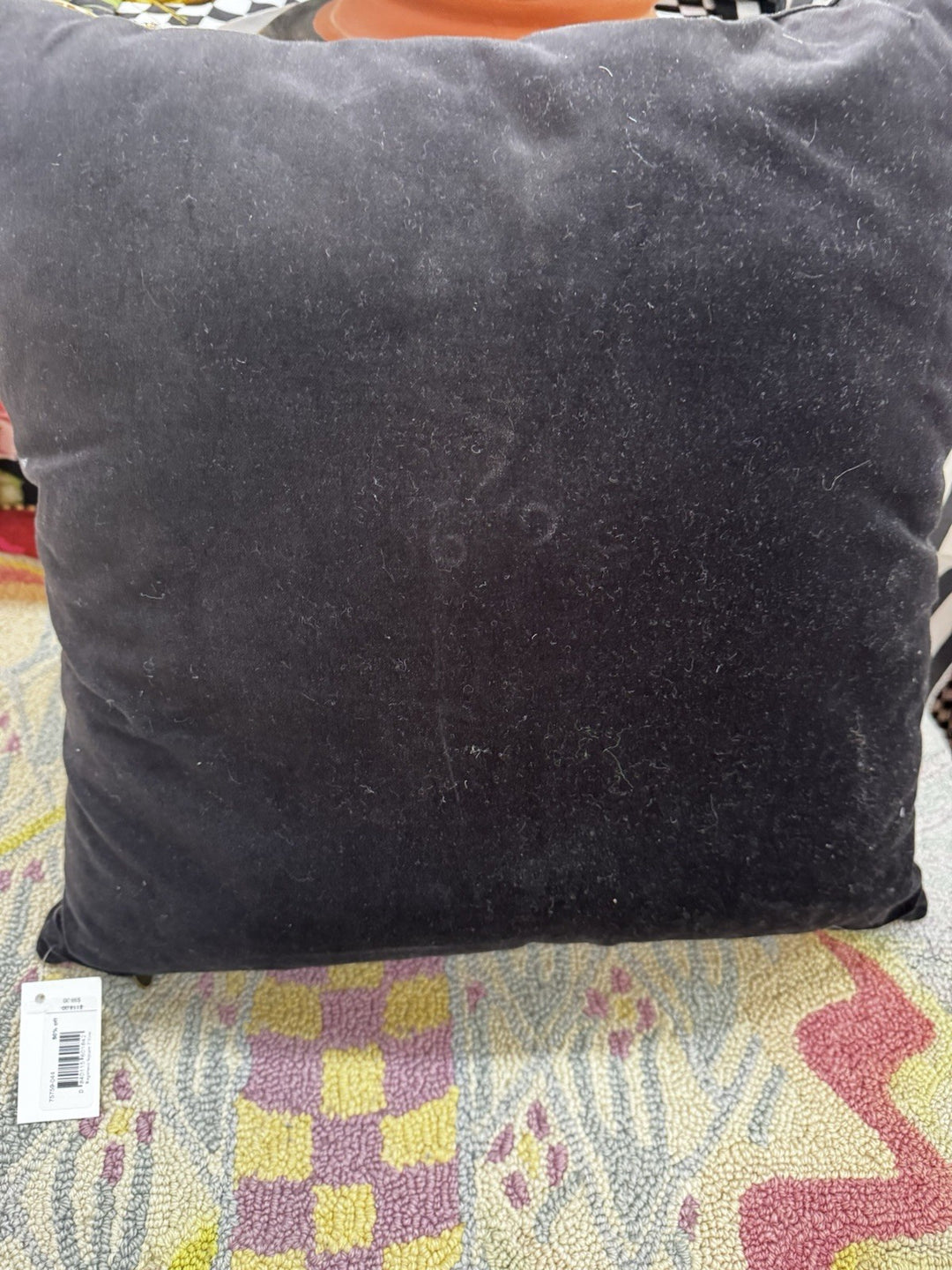 Mackenzie Childs Regiment Square Pillow  black and white NEW WITH TAG