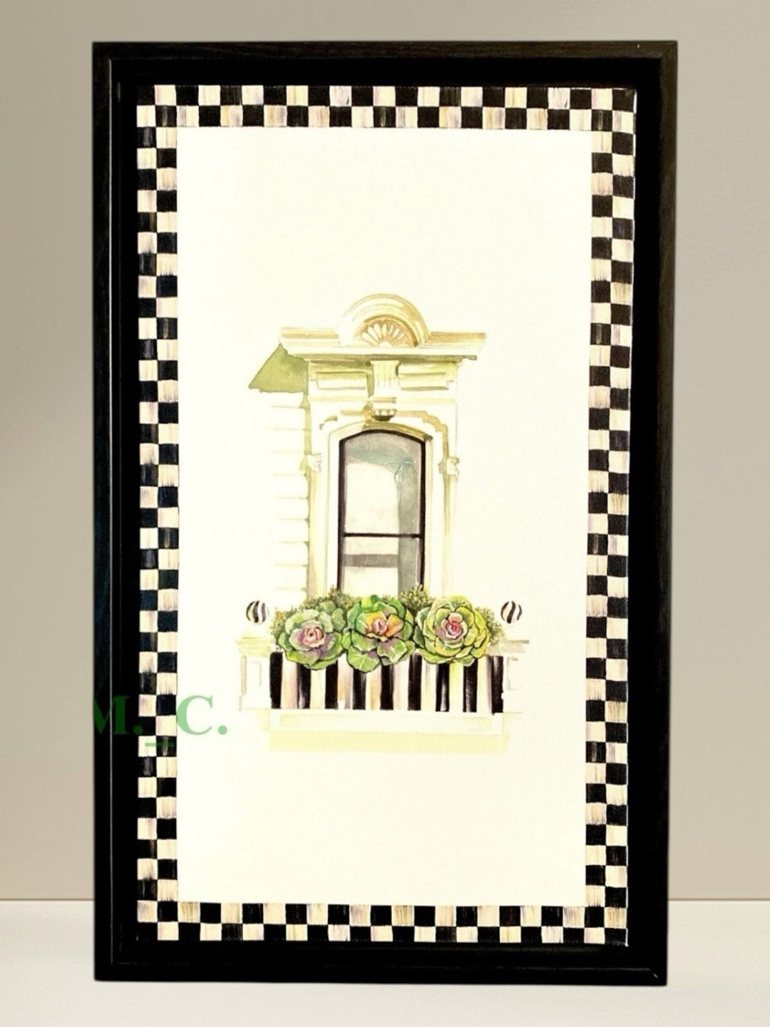 Mackenzie Childs Window Wall Art Set of 3 Giclée Images Courtly Check New
