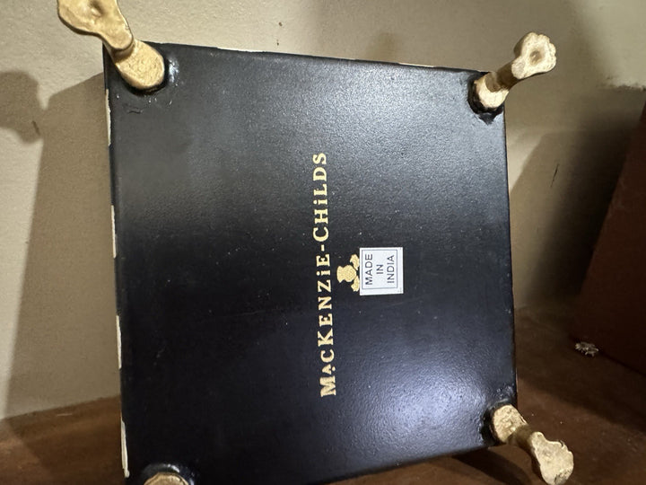 MacKenzie Childs Queen Bee  Cocktail Napkin Holder Gold Lion Claw Feet Tray