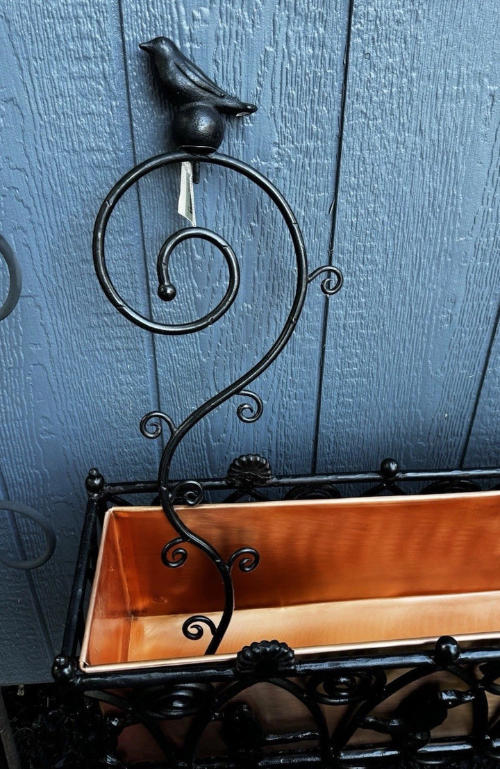 Mackenzie Childs  CAST IRON And Copper Bird On Ball  PLANT -FLOWER STAND