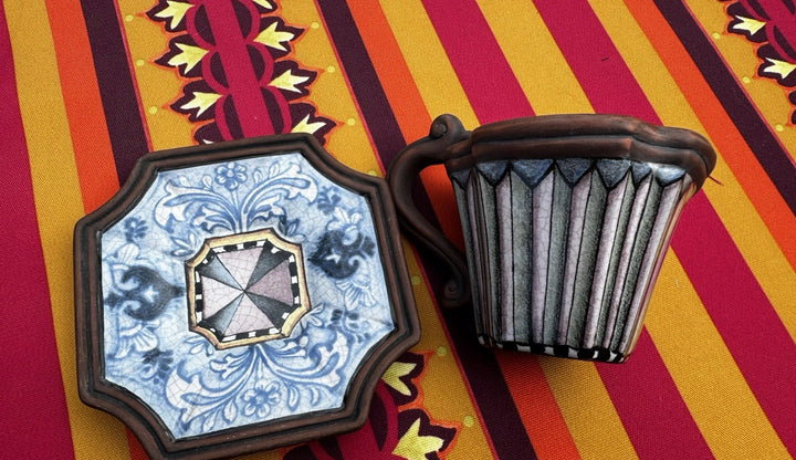 Victoria and Richard MacKenzie-Childs Emprise Superfluous Cuppa And Saucer