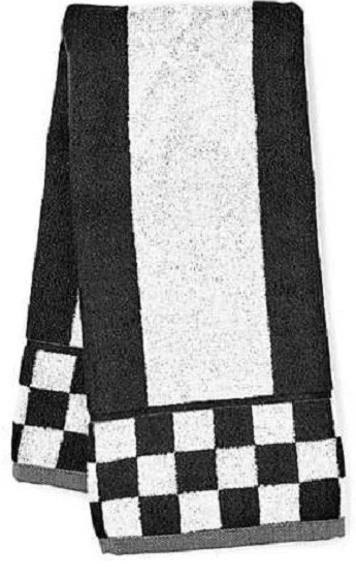 Mackenzie Childs Courtly Stripe black white cotton Hand Towel 19"x31" NEW w tags