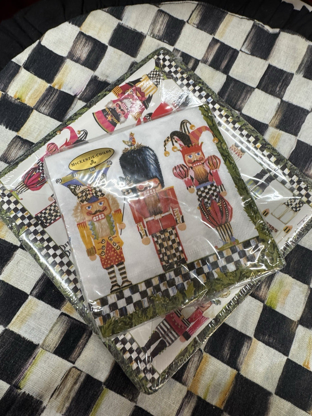 Mackenzie Childs Nutcracker Brigade Dessert Paper Plates & Cocktail Napkins Nip