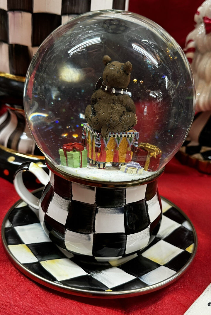 MacKenzie Childs - Bear With Gifts Snow Globe Christmas Sleigh- Retired